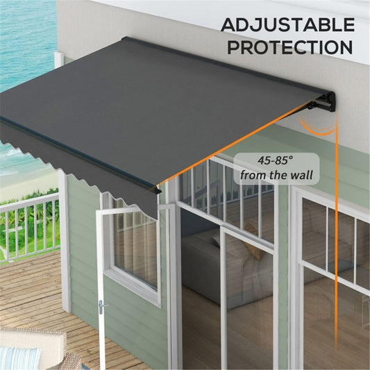 Patio Retractable Awning Dark Grey 295L x 200Wcm