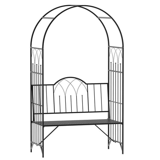 Garden Arch Bench Outdoor Patio Trellis Arbor Climbing Plant Antique Black