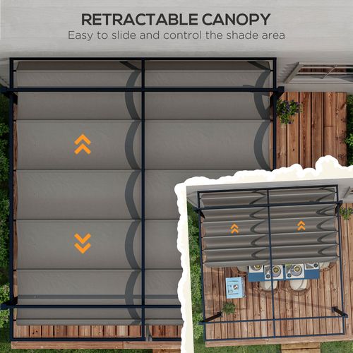 Outsunny 3 x 4m Pergola with Retractable Roof and Aluminium Frame, Grey