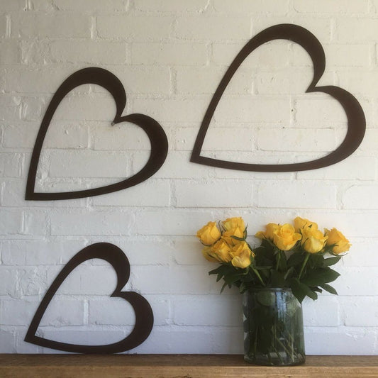 Rusty Metal Heart Trio - 3 Sizes - Indoor/Outdoor Use - Home, Office, Wedding
