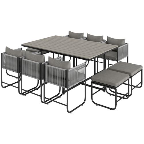 Outsunny Rattan Dining Set, Garden Table & Chair Sets w/ Space-saving Design