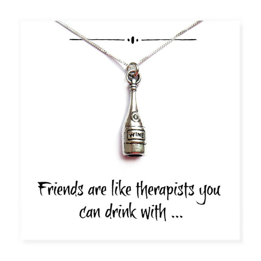 Funny Wine Bottle Charm Necklace - Perfect Gift for Friends