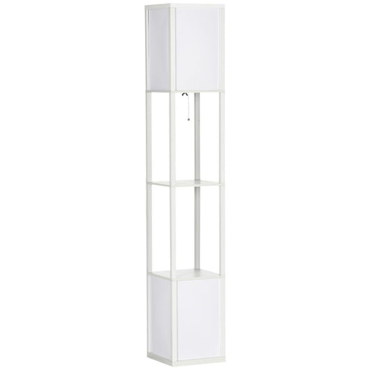 HOMCOM Shelf Floor Lamp, Dual Light, Living Rm, Bedroom, White