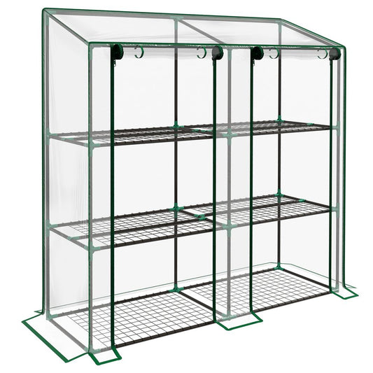 Outsunny 3-Tier Mini Greenhouse; 151H x 143W x 46Dcm; Clear; Protect Plants with Ease