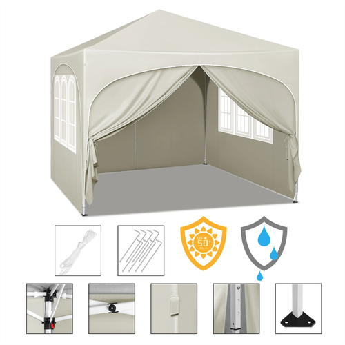 Party Tent 3x3m WOLTU folding Garden Gazebo Anti UV Waterproof Portable Beige