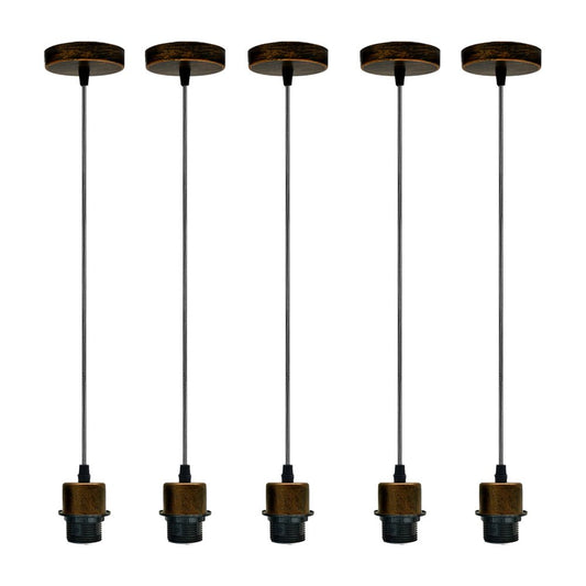 5-Pack Industrial Brushed Copper Pendant Light, Addable E27 Lamp Holder