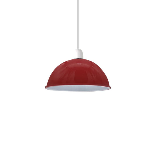 Vintage Burgandy Industrial Dome Lamp Shade - Easy Fit - Metal E27 Light Fitting - 60W - Ceiling Pendant Wall Light