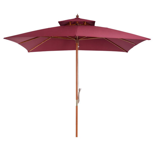 Premium 3m Bamboo Patio Umbrella - Wine Red. Superior Quality. Stylish and Durable. Perfect for Outdoor Living.