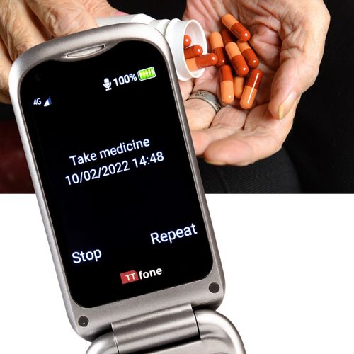 Bundle offer for TTfone TT970 4G Flip Big Button Senior Mobile with Nylon Holster Case (TTCB9) and Car Charger (TTCC), Giffgaff SIM Network