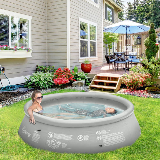 Premium 274cmx76cm Round Inflatable Swimming Pool + Hand Pump - Family-Sized for Summertime Fun