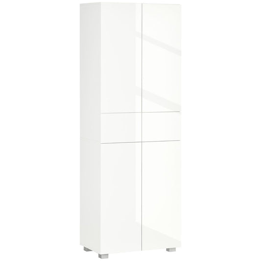 4-Door Kitchen Cupboard Freestanding Storage Cabinet w/ Shelves & Drawers White