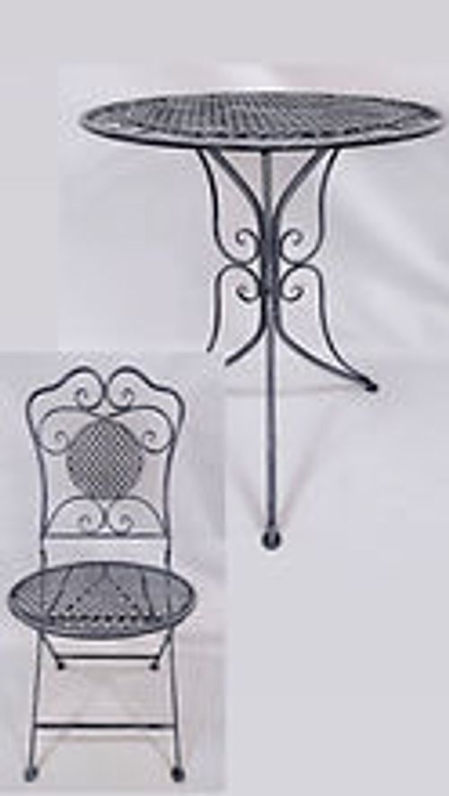 ANTIQUE GREY METAL BISTRO SET