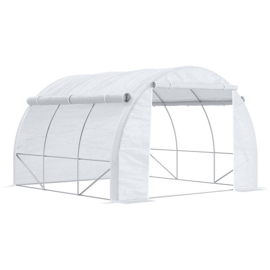 Premium 3x3x2m Polytunnel Greenhouse Tent - Steel Frame - White - High Quality - All Weather - Easy Access - Ventilated