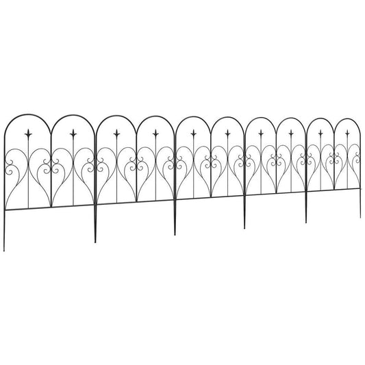 Outsunny 5PCs Decorative Garden Fencing 32in x 10ft Metal Border Edging