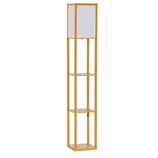 Modern 4-Tier Floor Lamp w/ Storage Shelf - Natural Light