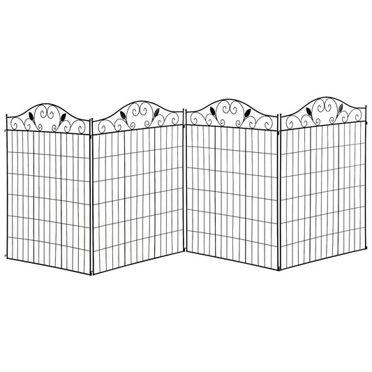 Garden Fence Panels - Steel Wire Border Edging - Outsunny - 4 Panels 44in x 12ft - Elegant & Practical