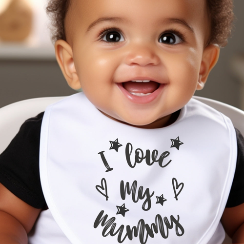 Black and White I Love My Mummy Baby Bib