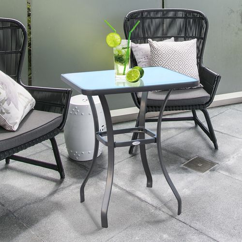 Square Glass Bistro Table Bar Dining Kitchen Breakfast Party Table 68.5x84 cm