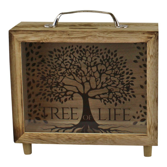 Highest Quality Tree of Life Money Box - Perfect Gift! - MDF & Glass - 7 x 21 x 20cm - SKU: TL0047