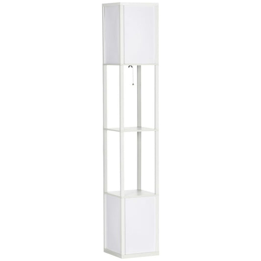 HOMCOM Shelf Floor Lamp, Dual Light, Living Rm, Bedroom, White
