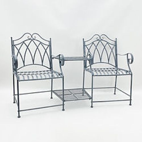 160CM ANTIQUE GREY METAL BENCH