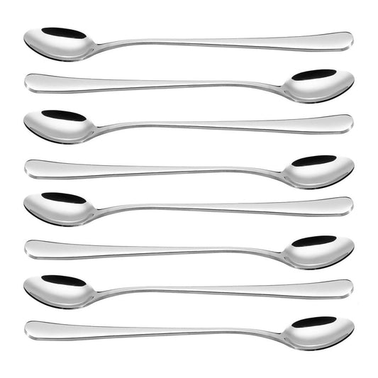 Elegant 8pc SS Long Handle Latte Spoons - Top Quality for Kitchen, Hotel, Restaurant - Perfect Gift!