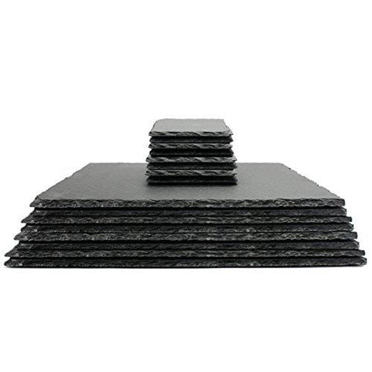 Contemporary Slate Placemats & Coasters - Set of 16 | High Quality & Stylish - Maison & White