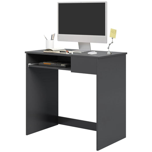 HOMCOM Compact Computer Table, Grey: Space-Saving, Durable, Stylish - Ideal for Study, Office, or Bedroom