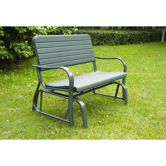 Durable Metal Outdoor Garden Rocker Bench - Green