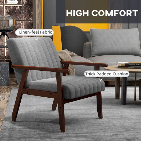 HOMCOM Set of 2 Grey Modern Accent Chairs for Bedroom & Living Room
