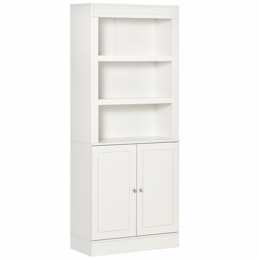 6-Tier Shelving Kitchen Cupboard, Double-Door Sideboard, White - High Quality & Stylish