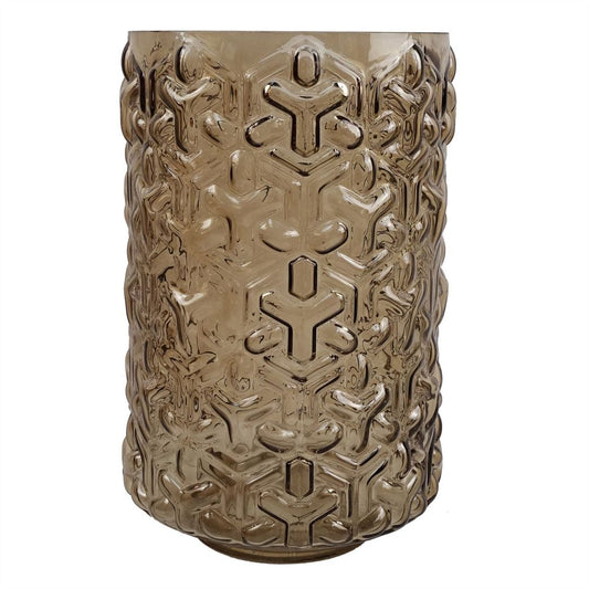 Handcrafted 29cm Embossed Chestnut Glass Vase