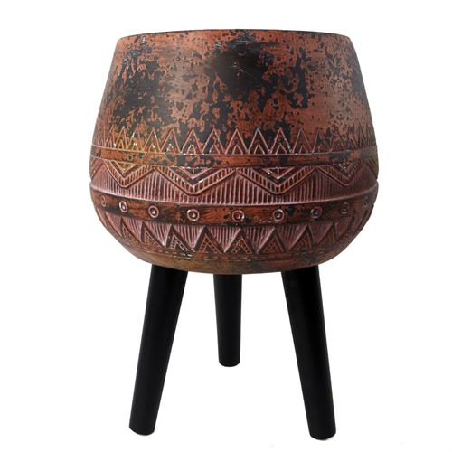 44cm x 30cm Large Zaturn Planter Brown / Black with Legs Large