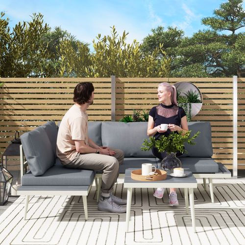 Outsunny 3 Piece Garden Furniture Set with 5-Level Adjustable Lounger, Grey