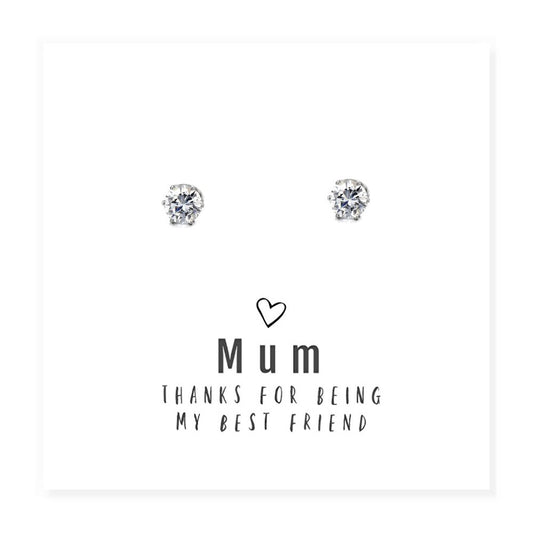 Mum's Best Friend Earrings & Message Card - Perfect Gift for Mothers Day or Birthday - Hypoallergenic & Beautifully Presented