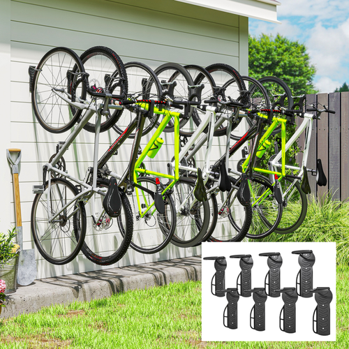 SPORTNOW 8 Pack Bike Rack, Wall Mounted Bike Hooks for Garage