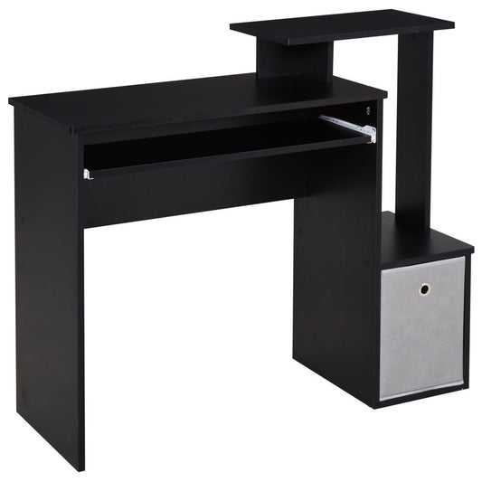 Premium Black Computer Desk with Sliding Keyboard Tray & Storage Drawer - High-Quality & Unique Design
