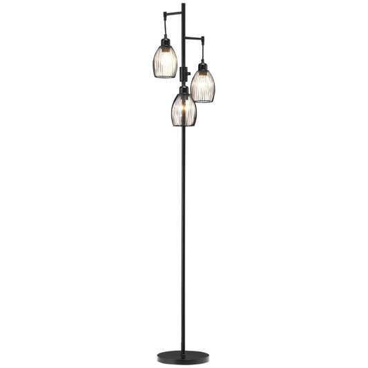 Industrial 3-Light Floor Lamp, Dimmable Black, 170cm