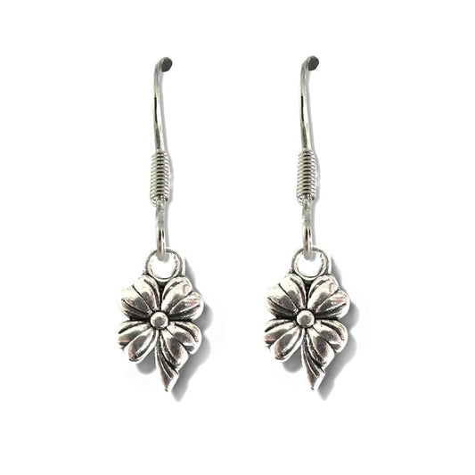 Premium Silver Flower Drop Earrings