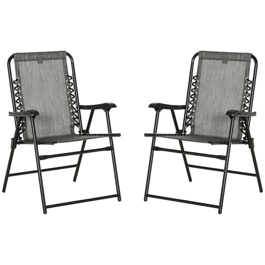 Set of 2 Patio Folding Dining Chair Set Garden Outdoor Grey