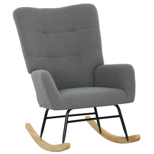 HOMCOM Rocking Chair, Modern Armchair with Backrest for Bedroom, Grey
