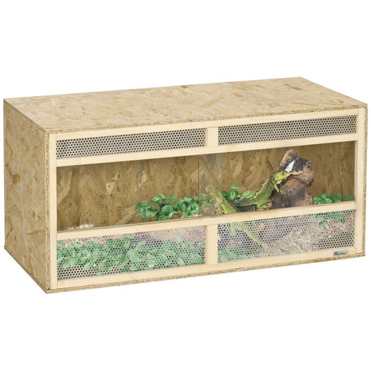 PawHut Reptile Terrarium, Climbing Pet Container w/ Transparent Sliding Doors