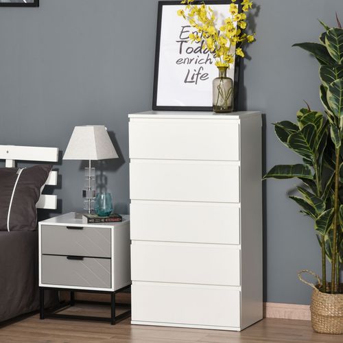 5 Drawer Cabinet Storage Cupboard Sideboard Organiser Living Room White