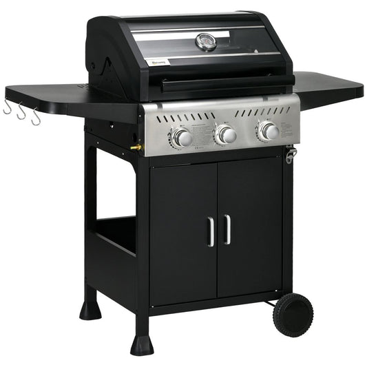Outsunny 3 Burner Propane Gas BBQ Grill - See-through Lid, Thermometer - High Quality, Professional Seller