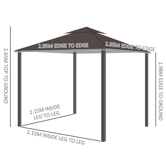 Outsunny 3x3m Gazebo with Side Panel - Brown