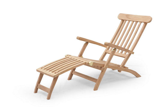 Premium Teak Steamer Chair - 100cm - High Quality Wood - Elegant Design