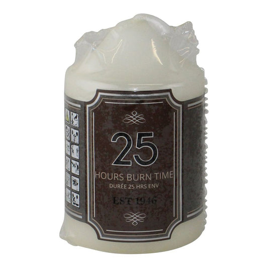 Premium White Church Pillar Candle, 25hr Burn Time - 100% Wax, Safety Warnings