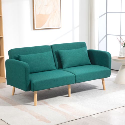 HOMCOM Convertible Sofa Bed Settee with Cushions, Adjustable Backrest