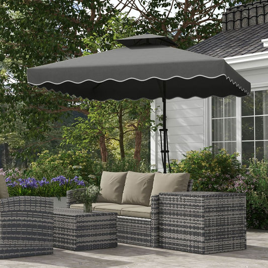 Premium Outsunny 2.5m Square Cantilever Garden Parasol - Elegant Grey Design - High-Quality Materials - Cross Base Included