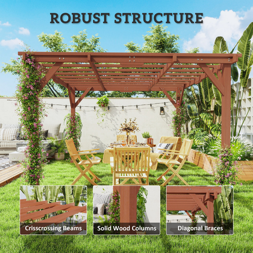 Outsunny 3.3 x 3.3(m) Wooden Pergola Kit, Graden Pergola Gazebo